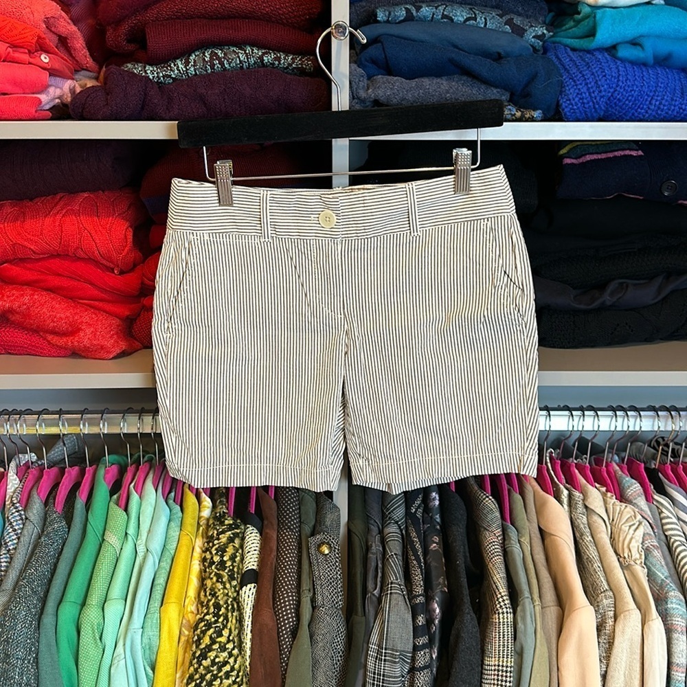 Loft brown and white pinstriped shorts size 0